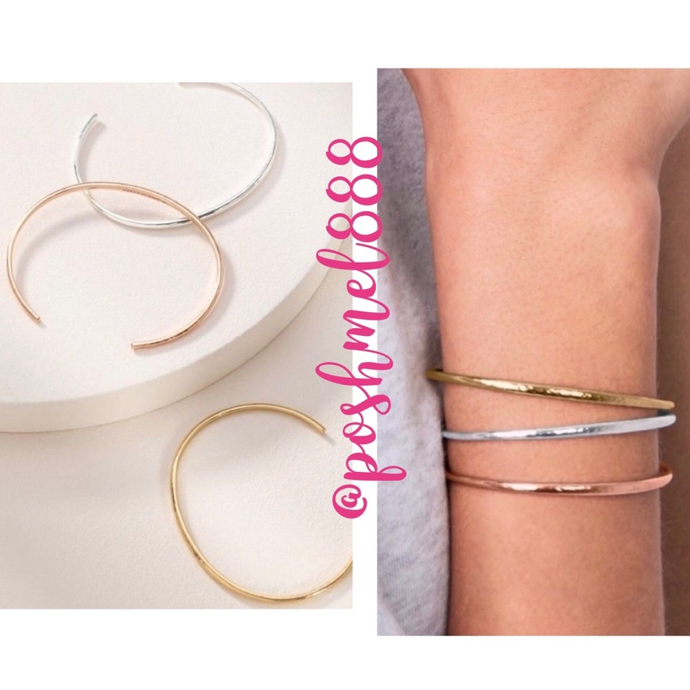 Stella & Dot | Dainty Gold Rose Gold Silver Bracelet Hammered Metal Cuff… - Picture 3 of 6